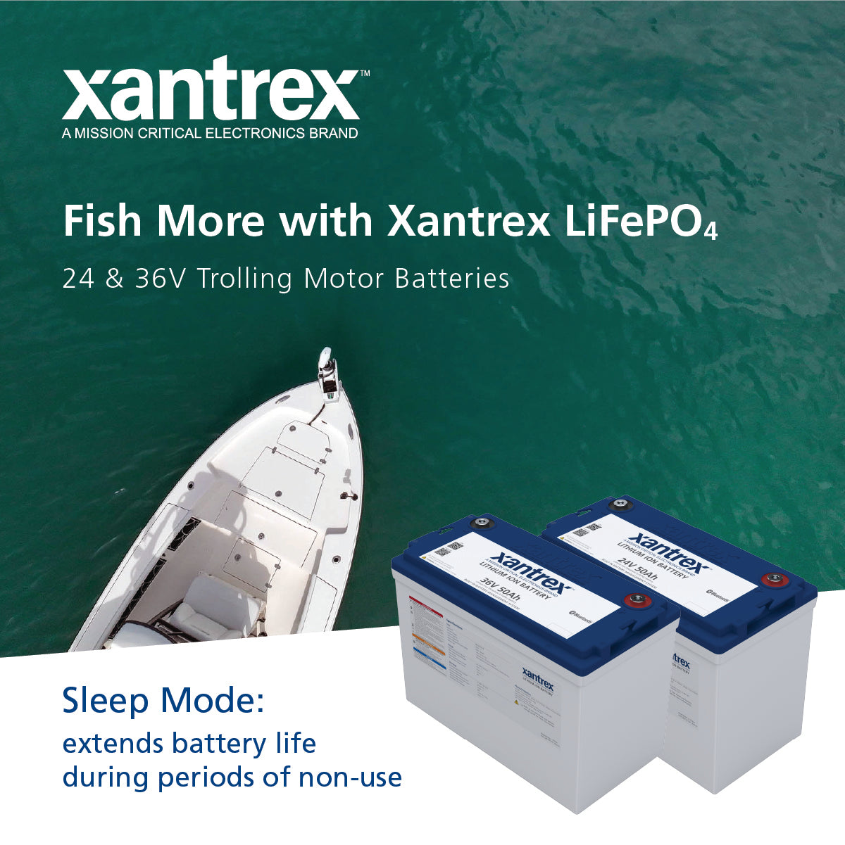 Xantrex 50Ah, 36V Lithium Iron Phosphate Trolling Motor Battery with BMS