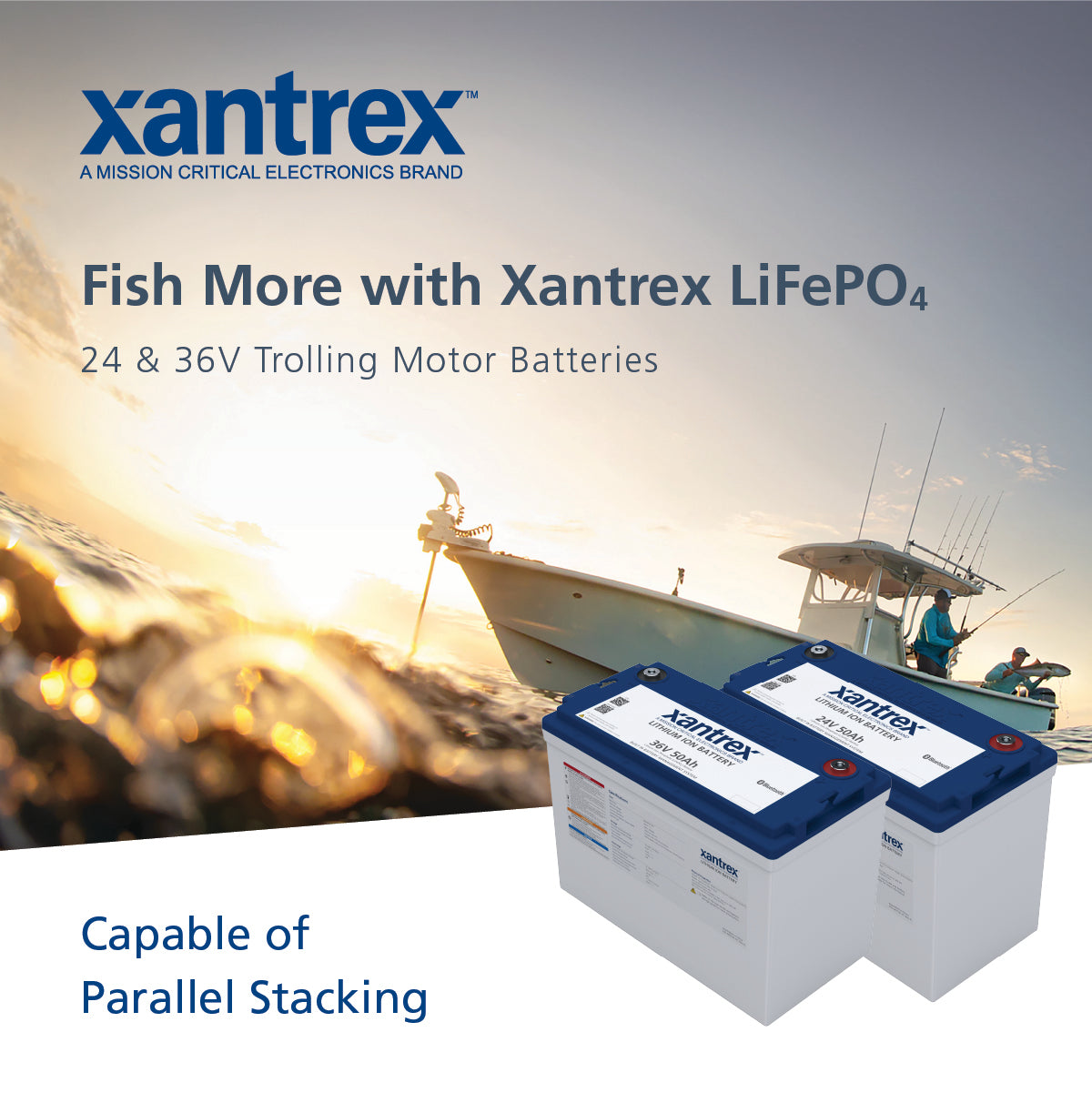 Xantrex 50Ah, 36V Lithium Iron Phosphate Trolling Motor Battery with BMS